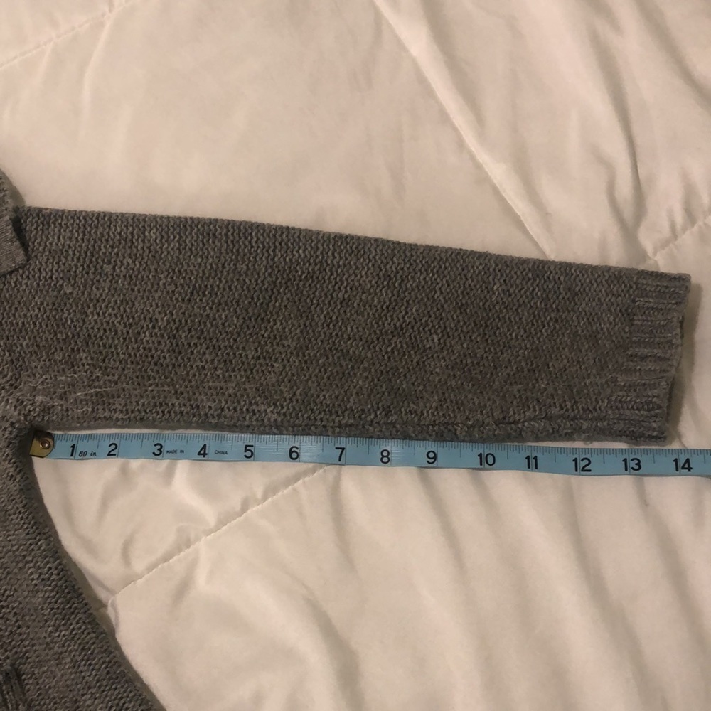 BCBG MaxAzria angora wool blend sweater in grey with top design button 2 pockets - Picture 8 of 12